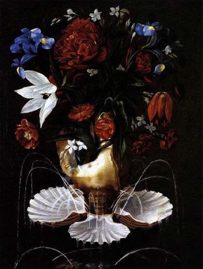 Juan de Espinosa Still-Life with Shell Fountain and Flowers